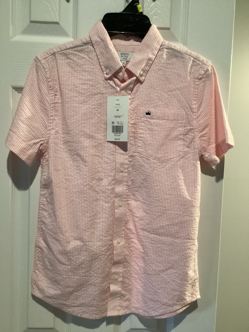 crown & ivy Pink Striped Short-Sleeve Button-Down Shirt